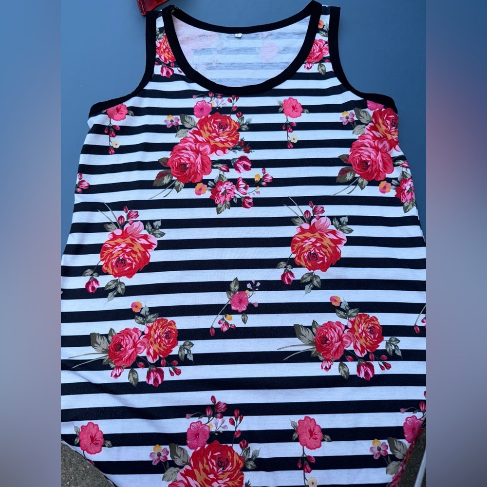 Floral Striped Tank Top